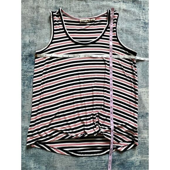 Christian Siriano Red White Very Dark Blue Striped Knot Front Tank Top Size M - Picture 6 of 6